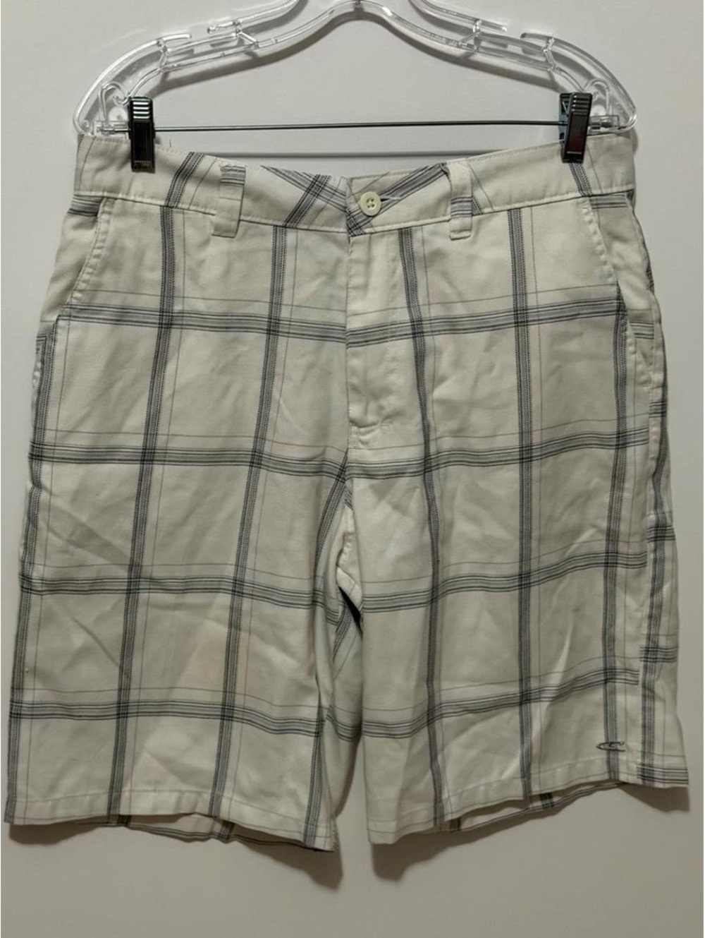 O'Neill White Gray Plaid Shorts Size 34